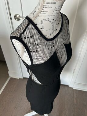 Stylestalker Black Mesh Zip-Front Sheath Dress